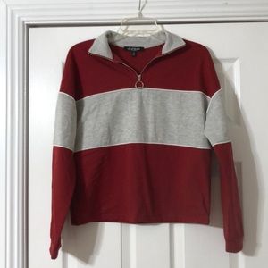 3/25🥳 Cropped Color Block Quarter Zip Sweater